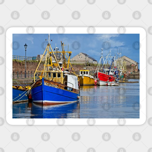Fishing Boats in Maryport Harbour Cumbria Sticker by MartynUK